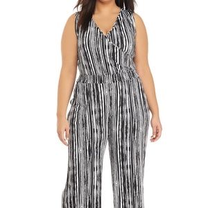 New Directions Plus Sleeveless Stripe Jumpsuit